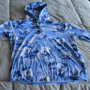 EUC Ralph Lauren Blue Hawaiian Graphic Polo Shirt long sleeve, size M